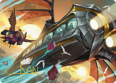 Strixhaven Skycoach Art Card (Gold-Stamped Signature) [Secrets of Strixhaven Art Series]