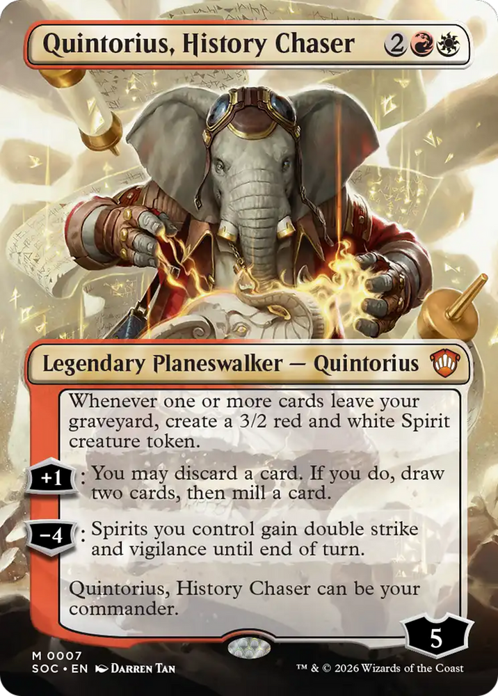 Quintorius, History Chaser (Borderless) [Secrets of Strixhaven Commander]